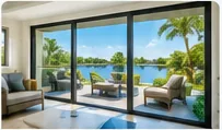 Sliding glass patio doors opening to a Florida outdoor space